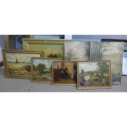 317 - Seven assorted oil paintings