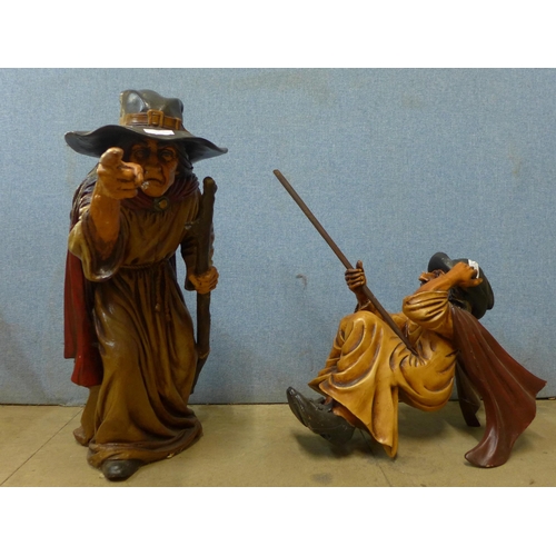 331 - Two painted composite figures of witches