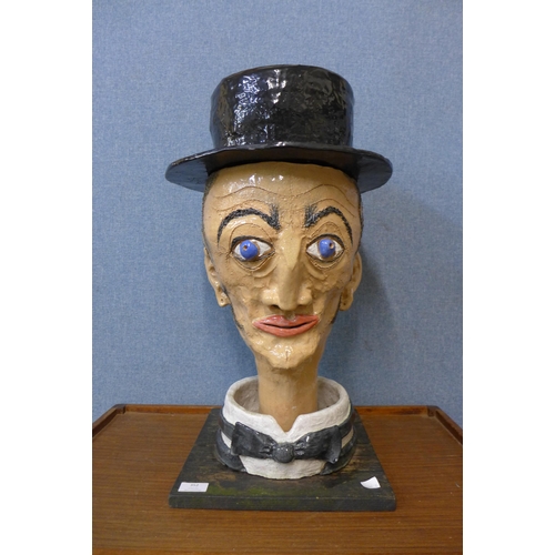 352 - A large studio pottery head of a man, signed Jay Sharp