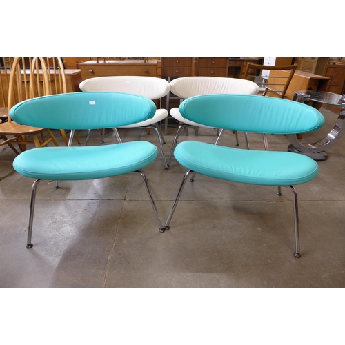 43 - A pair of Swedish Mitab chrome and turquoise leather director's chairs, designed by Jurij Rahimkulov