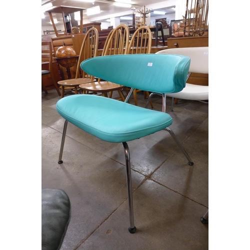 43 - A pair of Swedish Mitab chrome and turquoise leather director's chairs, designed by Jurij Rahimkulov