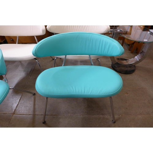 43 - A pair of Swedish Mitab chrome and turquoise leather director's chairs, designed by Jurij Rahimkulov