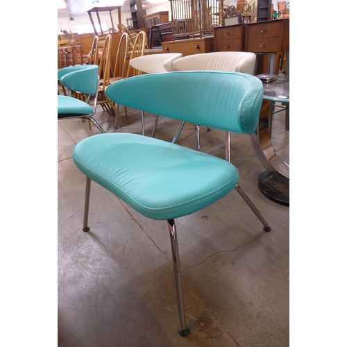 43 - A pair of Swedish Mitab chrome and turquoise leather director's chairs, designed by Jurij Rahimkulov