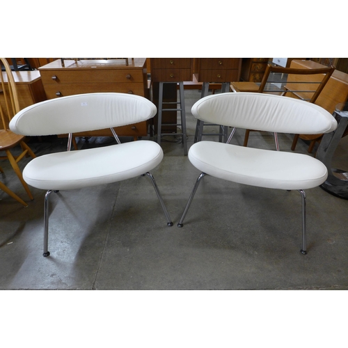 44 - A pair of Swedish Mitab chrome and white leather director's chairs, designed by Jurij Rahimkulov