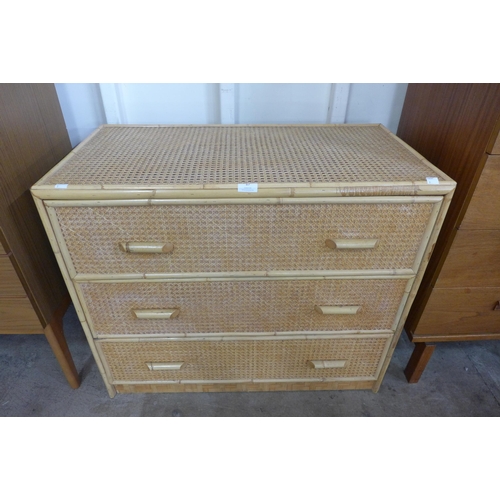 87 - A bamboo and rattan chest of drawers