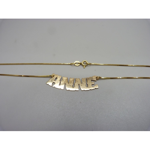 1004 - An 18ct gold Anne necklace, 4.1g, 43cm