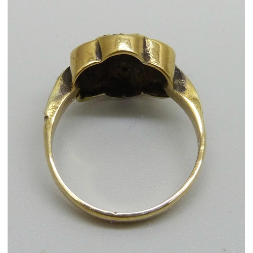 1061 - A silver gilt and marcasite ring, N