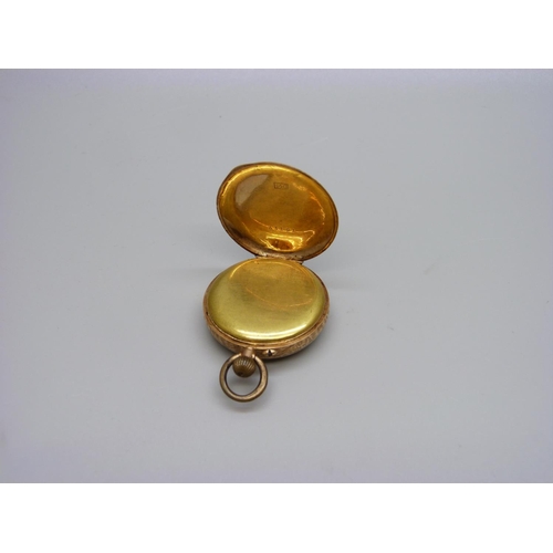 1074 - A 14ct gold lady's fob watch, 29mm case