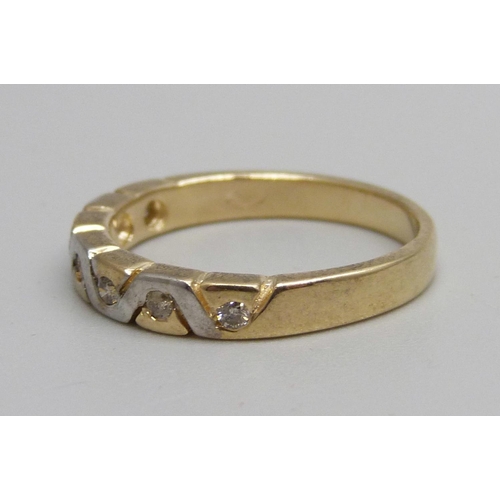 1097 - A 9ct gold and diamond half eternity ring, 2.6g, M