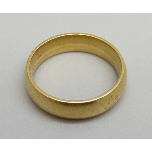 1103 - An 18ct gold wedding ring, 10.3g, Y