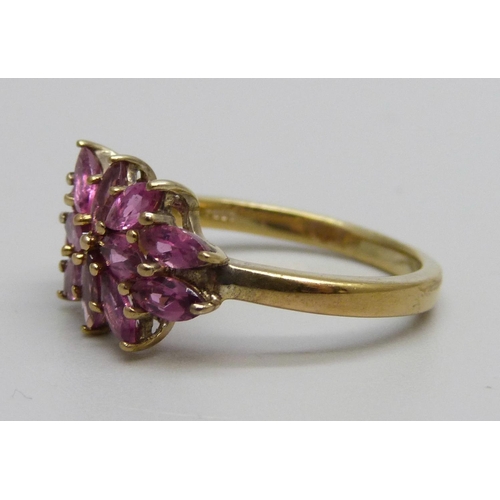 1148 - A silver gilt and pink stone cluster, S