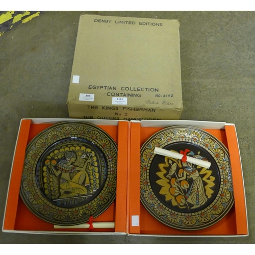 1161 - A pair of Denby Egyptian plates, The King's Fisherman and the Queen's Handmaiden