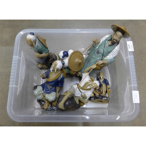 1197 - Six stoneware figures of Chinese men **PLEASE NOTE THIS LOT IS NOT ELIGIBLE FOR POSTING AND PACKING*... 