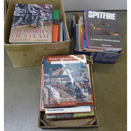 1218 - Three boxes of model rail, railways and aircraft books **PLEASE NOTE THIS LOT IS NOT ELIGIBLE FOR PO... 