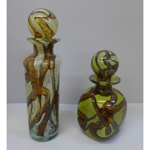 605 - Two M'dina glass decanters, signed on each base