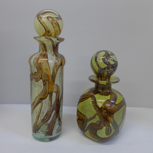 605 - Two M'dina glass decanters, signed on each base