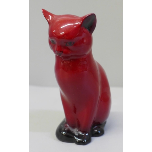 648 - A Royal Doulton flambe cat, 13cm