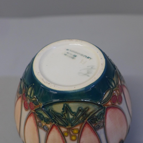 653 - A Moorcroft Sally Tuffin small ginger jar, 11cm, boxed