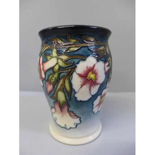 656 - A Moorcroft trial vase, signed by Shirley Hayes, 9/9/2000, 14cm