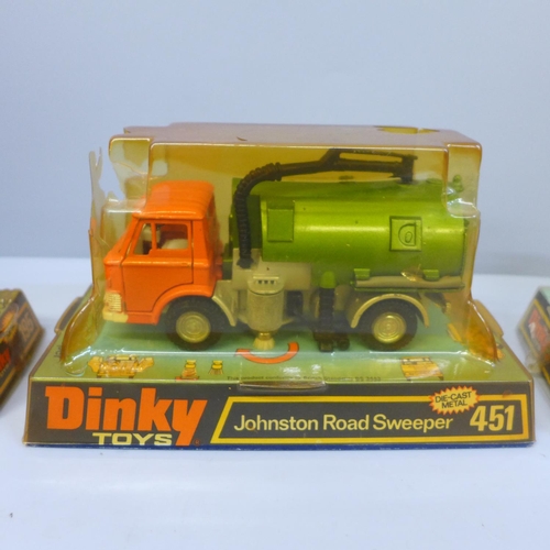 663 - Three Dinky Toys model vehicles comprising Police Accident Unit 287, Fire Chief's Car 195 and Johnst... 