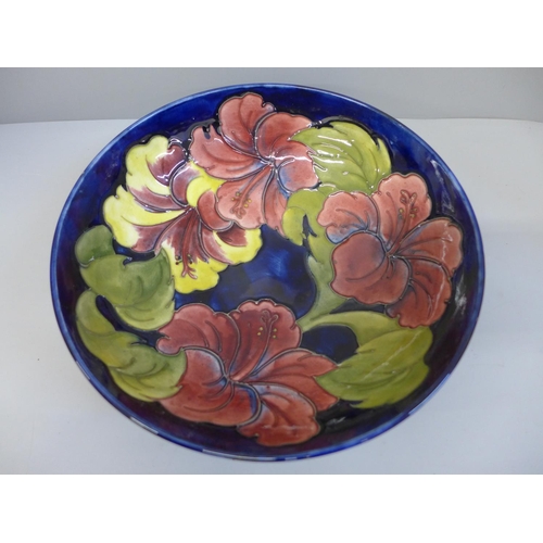 667 - A large Moorcroft hibiscus bowl, 26cm