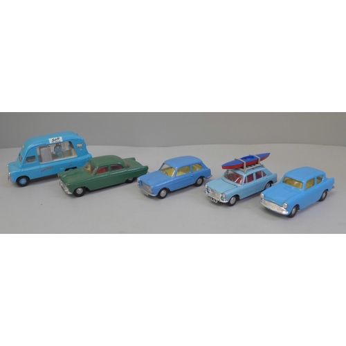 668 - Five Spot-On die-cast model vehicles including Toni-Bell ice cream van and Ford Zodiac