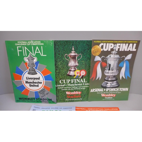 708 - Five 1970's FA Cup Final programmes