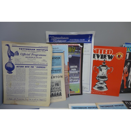 711 - Football memorabilia:- Tottenham Hotspurs home and away programmes, 1957 onwards, including cup-fina... 