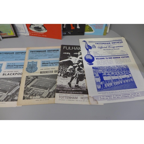 711 - Football memorabilia:- Tottenham Hotspurs home and away programmes, 1957 onwards, including cup-fina... 