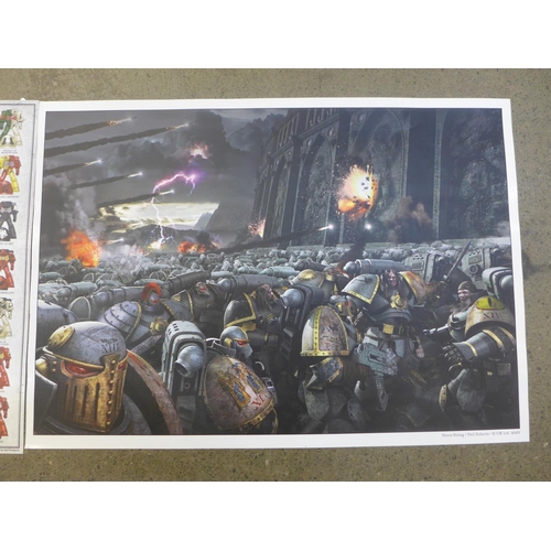 767 - Two Games Workshop original art posters; Warhammer 40,000 Chapters of the Adeptus Astartes and Horus... 