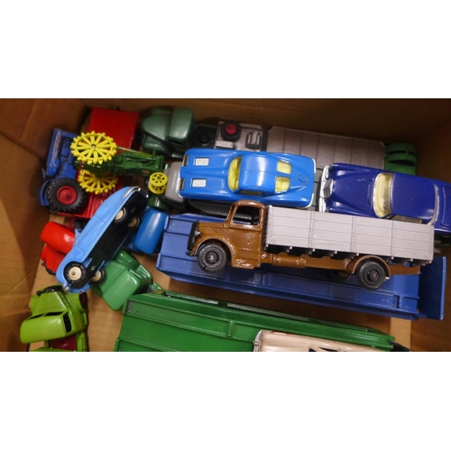 810 - Die-cast model vehicles, three car transporters, flatbed lorry, etc., re-painted and restored