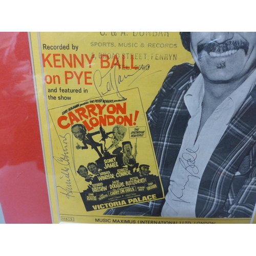 820 - Carry On display signed by Sid James, Kenneth Connor and Kenny Ball