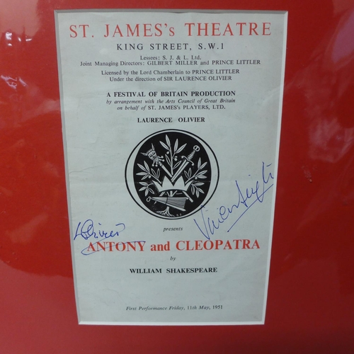 820A - An autograph display signed programme cover by Vivien Leigh and Laurence Olivier