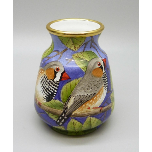 878 - A Moorcroft miniature enamel vase, 53/100