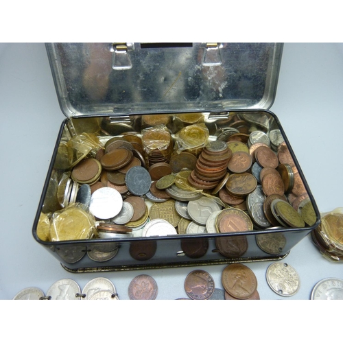 925 - A collection of British and foreign coins including a 1942 half crown