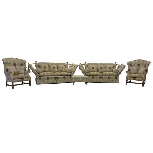 91 - A David Gundry Manhattan five piece lounge suite, comprising; two Knole settees, two wingback armcha... 