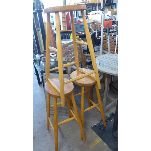 2450 - 3 Hardwood bar stools