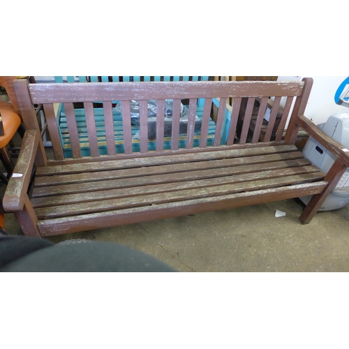 2485 - Full size , 4 seater painted teak garden bench