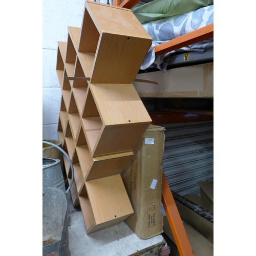 2520 - Single boxed wall unit and wood effect cube shelving unit