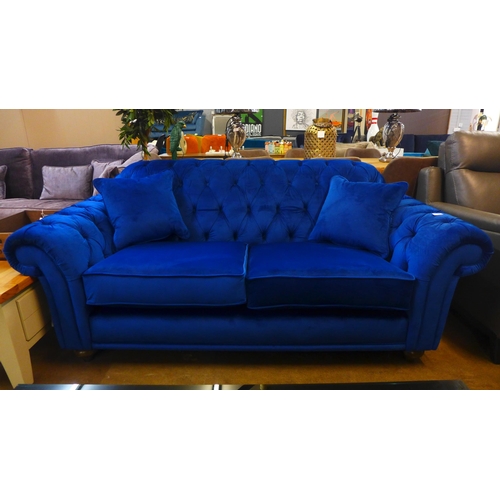 1302 - Bordeaux 2-Seater Navy Velvet Sofa, original RRP £808.33 + VAT (4162-5) * This lot is subject to VAT