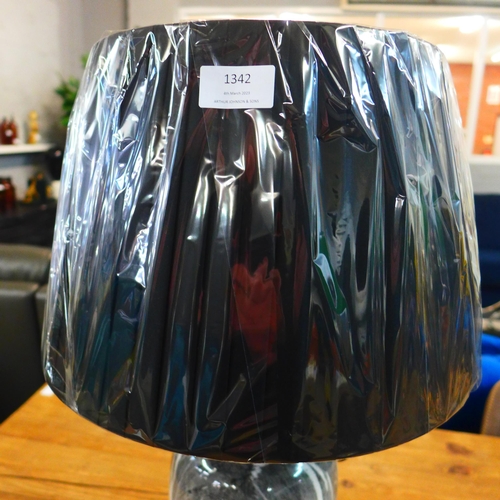 1342 - A black marble effect urn table lamp with black shade, H 62cms (LT057M28)   #