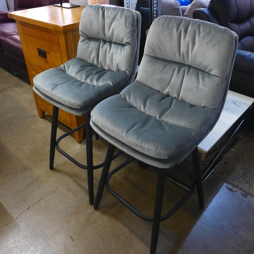 1422 - A pair of Enderson light grey plush bar stools