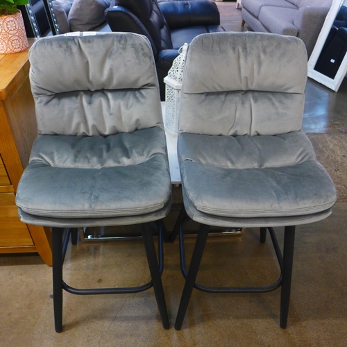 1422 - A pair of Enderson light grey plush bar stools