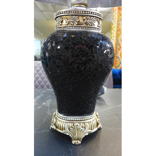 1520 - A pair of black mosaic lamps