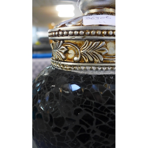 1520 - A pair of black mosaic lamps