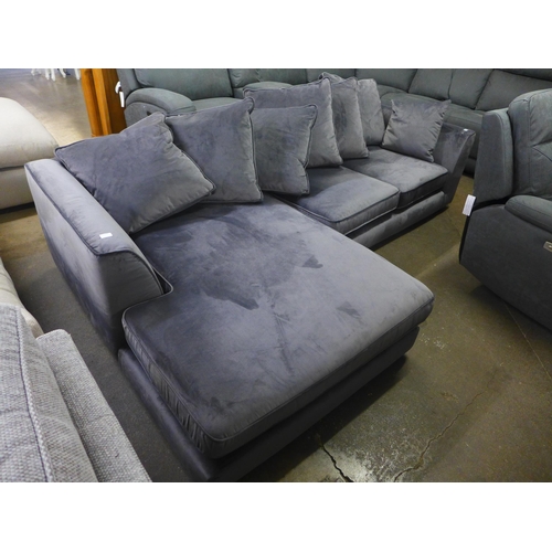 1536 - An ash velvet LHF corner sofa