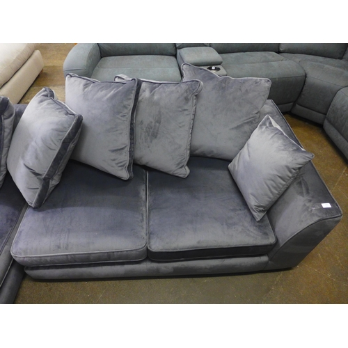 1536 - An ash velvet LHF corner sofa