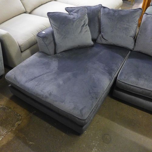 1536 - An ash velvet LHF corner sofa