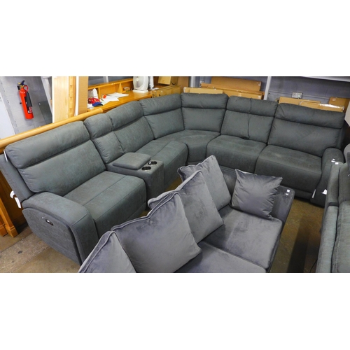 1537 - Paisley Fabric Sectional Power Recliner With Power Headrest, original RRP £2166.65 + VAT (4162-35) *... 