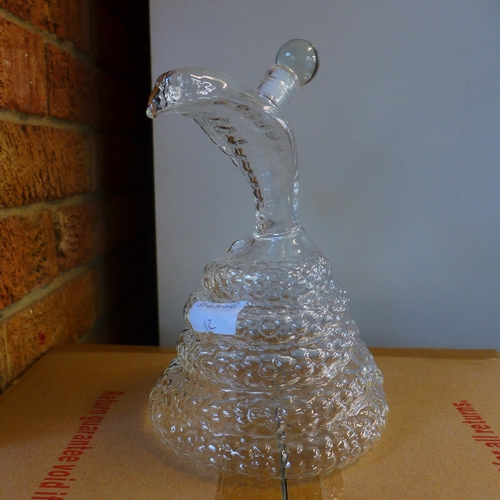 1567 - A set of eight glass serpent decanters